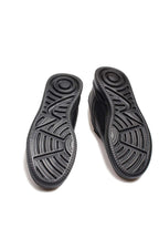 Men's Black Leather Low-Top Sneakers with Perforated Design – full look view