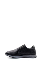 Men's Black Leather Sneakers with Textured Sole – detail view