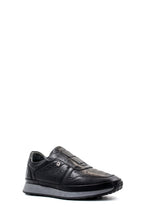 Men's Black Leather Sneakers with Textured Sole – side view