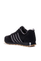 Men's Black Mesh Sneakers with Gray Stripe Accents – detail view