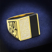 Mens Vandamme black onyx gold jewelry ring with sparkling stones and bold design