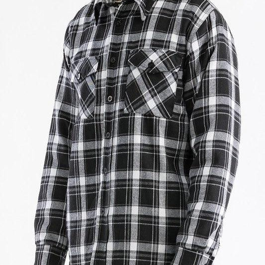 Men's Shirts - Flannels Mens Black Quilted Padded Flannel Shirt