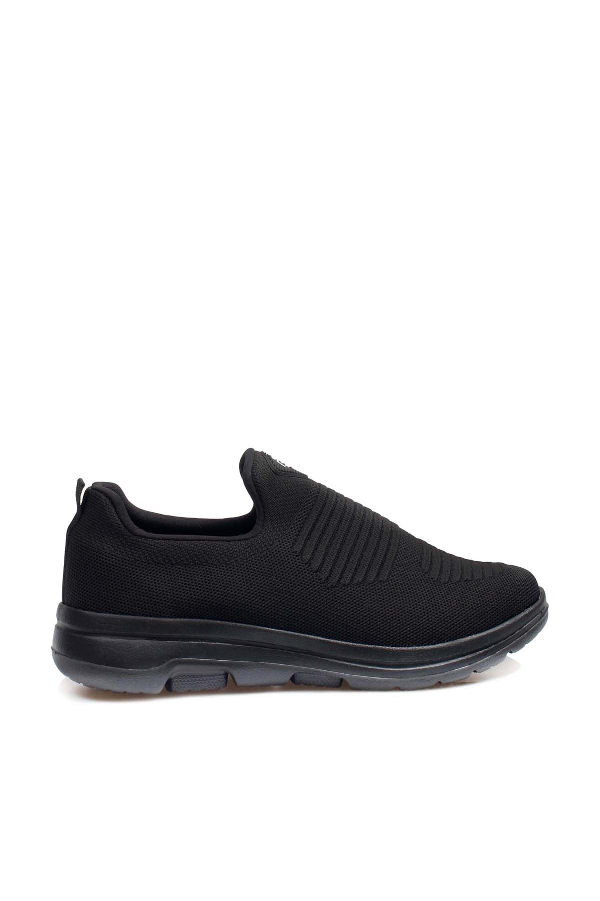 Men's Black Slip-On Athletic Sneakers with Knit Upper – front view