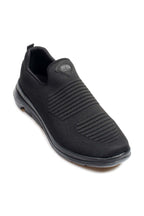 Men's Black Slip-On Athletic Sneakers with Knit Upper – side view