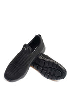 Men's Black Slip-On Athletic Sneakers with Knit Upper – styled view