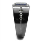 Men's black stainless steel ring featuring a bold design with three decorative stones
