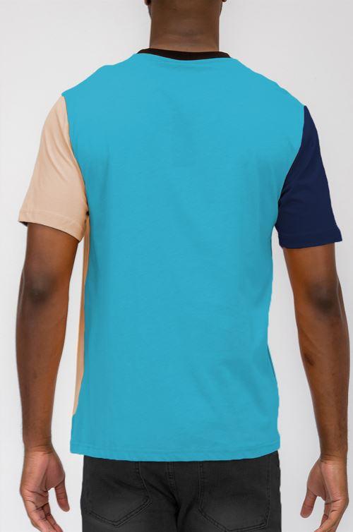 Men's Shirts Mens Blue Beige Vertical Color Block T-Shirt