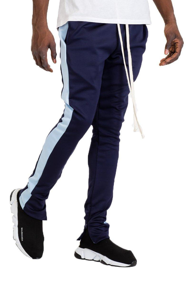 Men's Pants - Joggers Mens Blue Two-Tone Slim Fit Track Pants