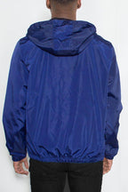 Men's Blue Windbreaker Jacket from VacationGrabs with a comfortable hood and elastic waistband