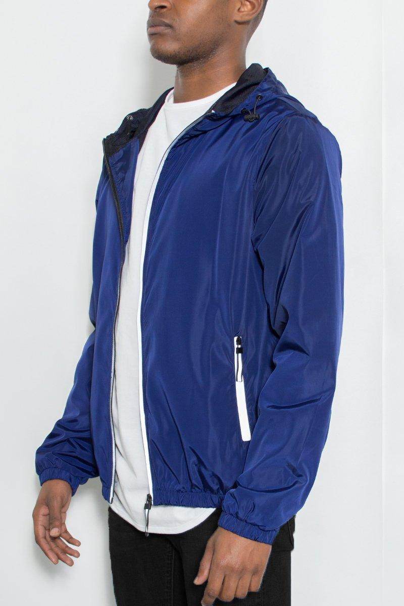Mens Blue Windbreaker Jacket from VacationGrabs with zippered pockets and a hood