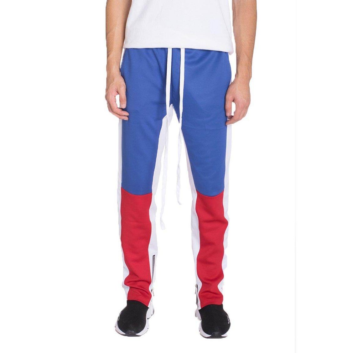 Mens Blue/Red Color Block Track Pants - VacationGrabs