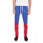 Mens Blue/Red Color Block Track Pants - VacationGrabs