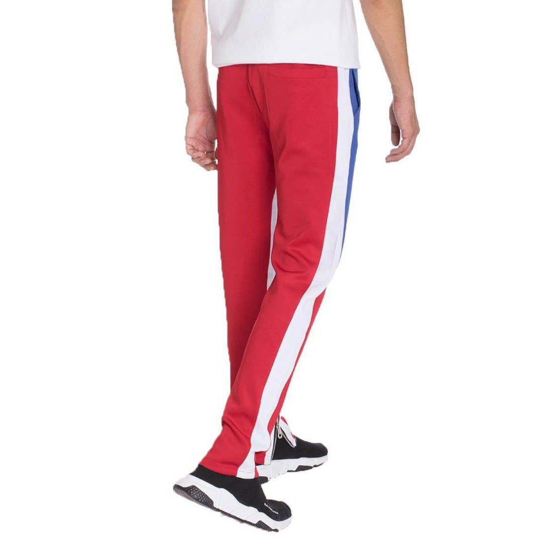 Mens Blue/Red Color Block Track Pants - VacationGrabs