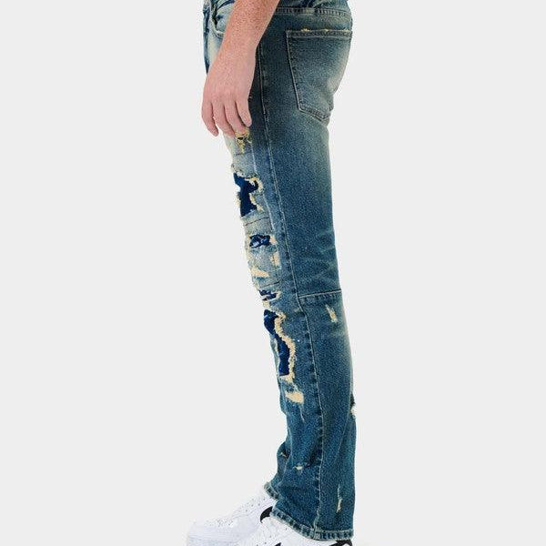 Men's Pants - Jeans Mens Boro Repair Straight Denim Jeans