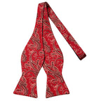 Red paisley mens bow tie made of cotton for formal occasions