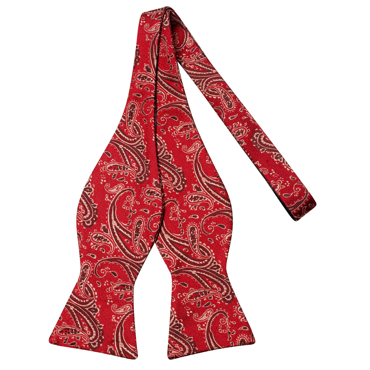 Red paisley mens bow tie made of cotton for formal occasions