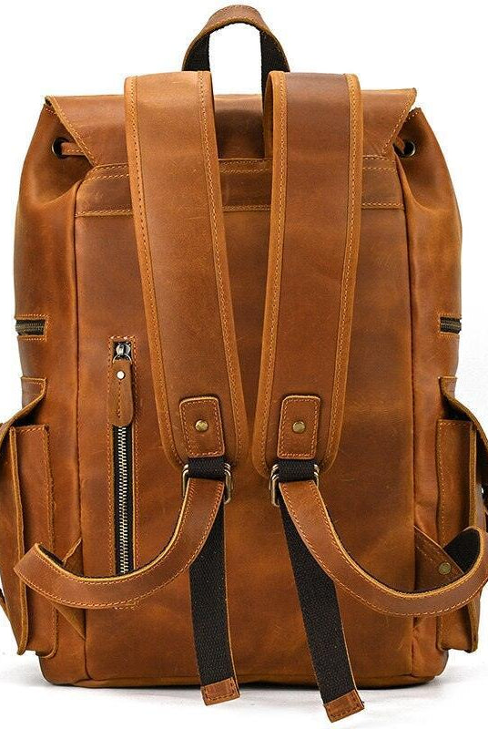 Luggage & Bags - Backpacks Mens Brown Leather Backpack Holds 17 Inch Laptop