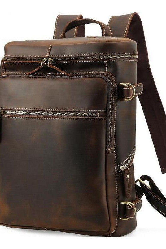 Luggage & Bags - Backpacks Mens Brown Leather Backpack With 16In Laptop Capacity -...