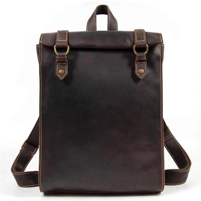 Mens Brown Leather Backpack with 16in Laptop Capacity - – VacationGrabs