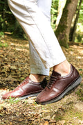 Men's Brown Leather Sneakers with Embossed Croc Texture – front view