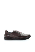 Men's Brown Leather Sneakers with Embossed Croc Texture – detail view