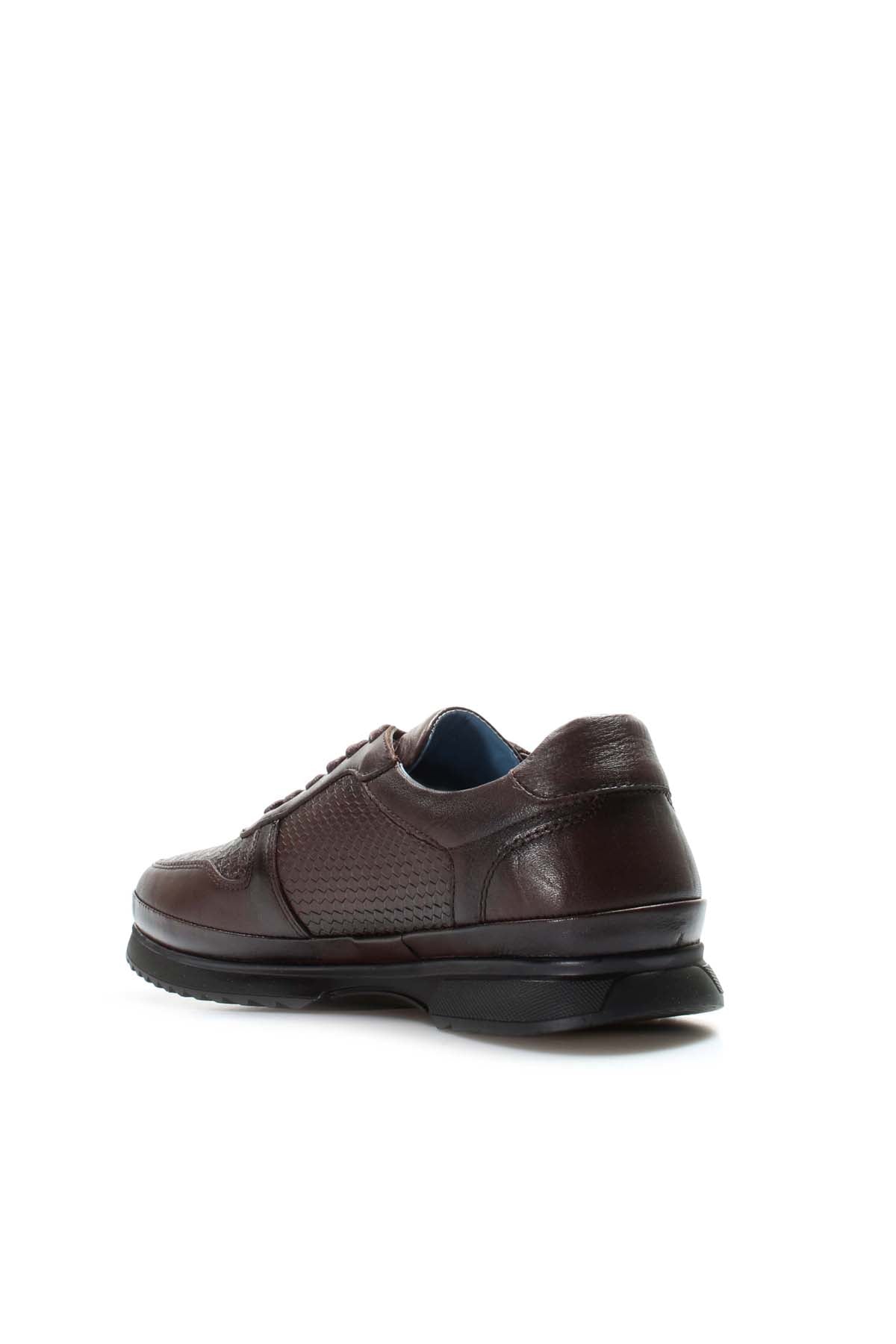 Men's Brown Leather Sneakers with Embossed Croc Texture – side view