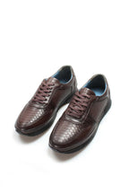 Men's Brown Leather Sneakers with Embossed Croc Texture – styled view