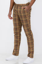 Men's Pants Mens Brown Multi Plaid Trouser Pants