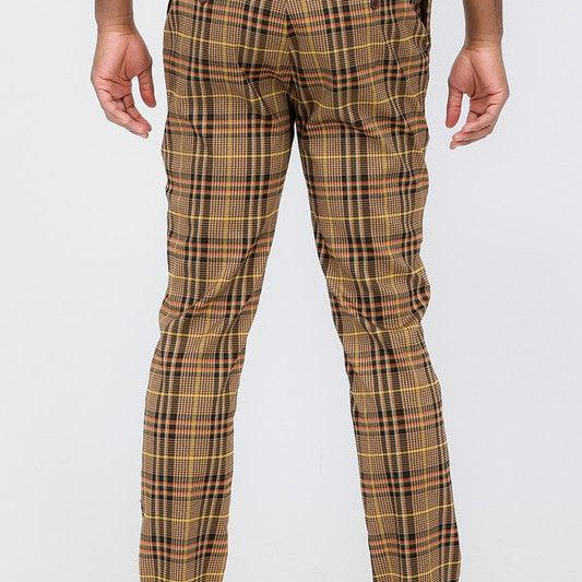 Men's Pants Mens Brown Multi Plaid Trouser Pants