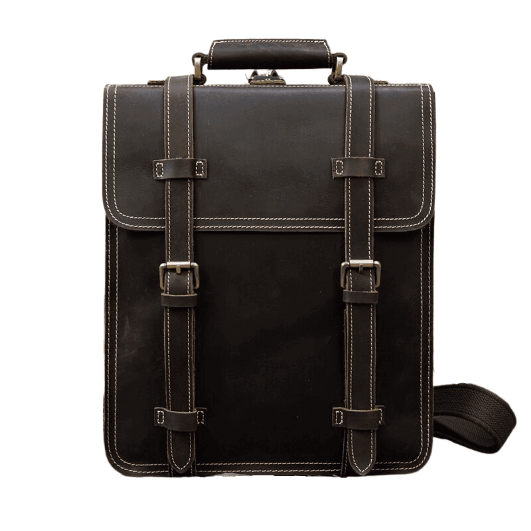 Leather satchel hot sale backpack mens