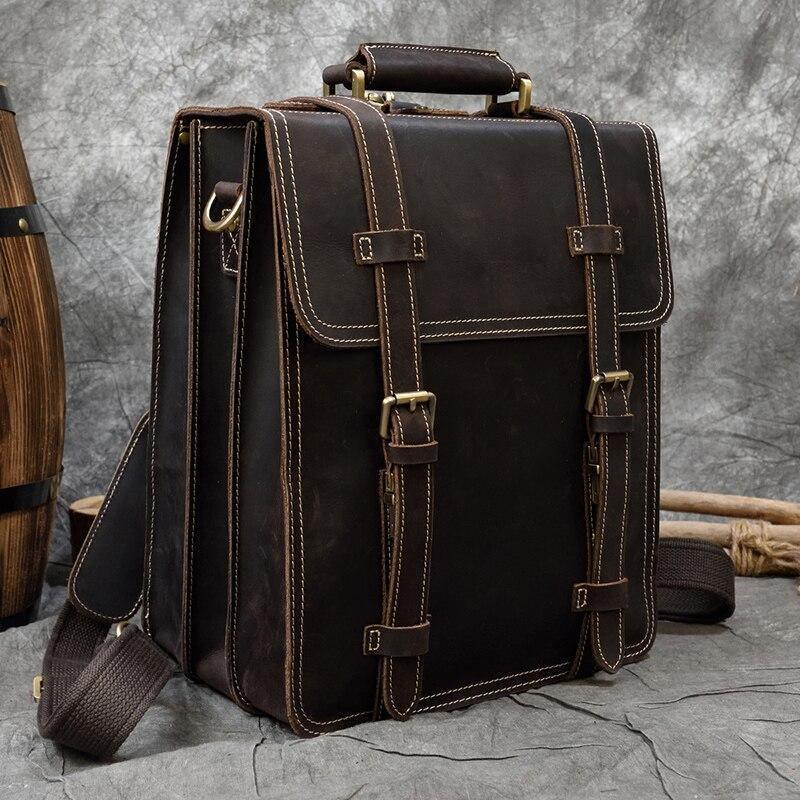 Luggage & Bags - Backpacks Mens Business Travel Backpack Satchel Combo Brown Leather Bag