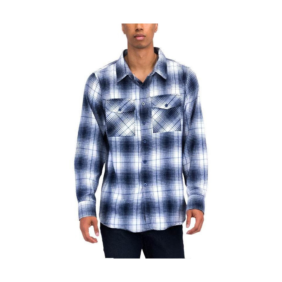 Mens Casual Fit Checker Plaid Flannel Long Sleeve Shirts - VacationGrabs