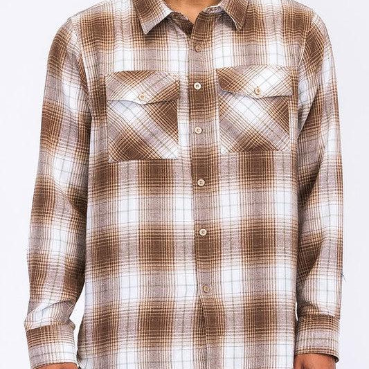 Men's Shirts Mens Casual Fit Checker Plaid Flannel Long Sleeve Shirts