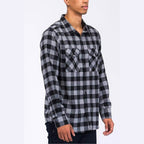 Mens Casual Regular Fit Checker Plaid Flannel Long Sleeve - VacationGrabs