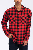 Men's Shirts Mens Casual Regular Fit Checker Plaid Flannel Long Sleeve