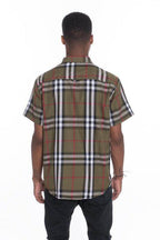 Mens Casual Short Sleeve Checker Shirts - VacationGrabs