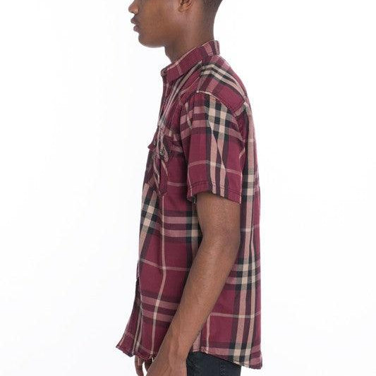 Men's Shirts Mens Casual Short Sleeve Checker Shirts