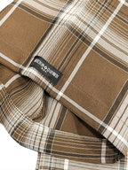 Men's checkered button down shirt in brown cotton, casual wear