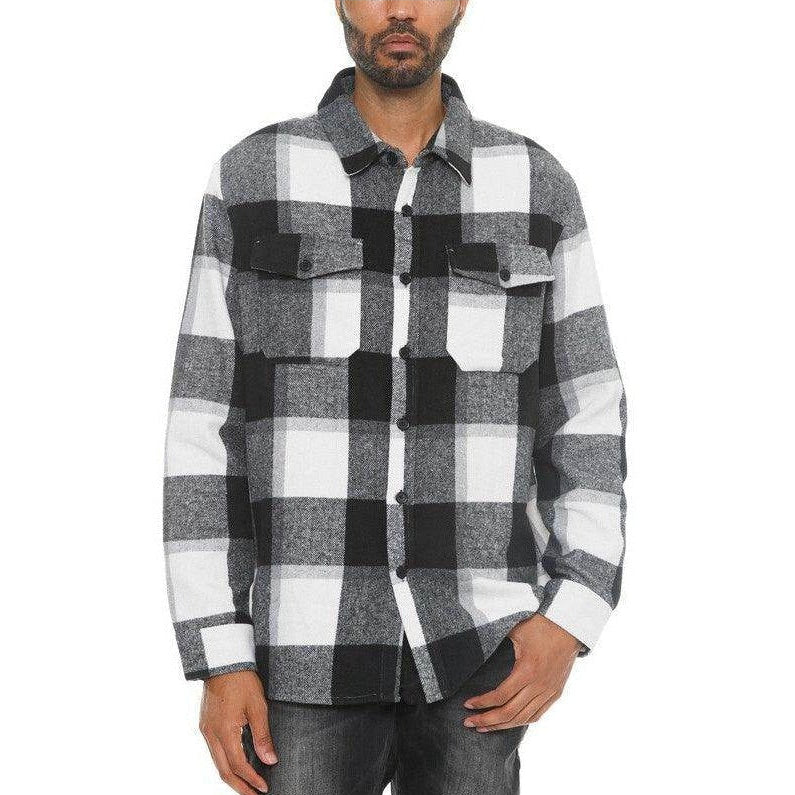 Mens Checkered Soft Flannel Shacket - VacationGrabs