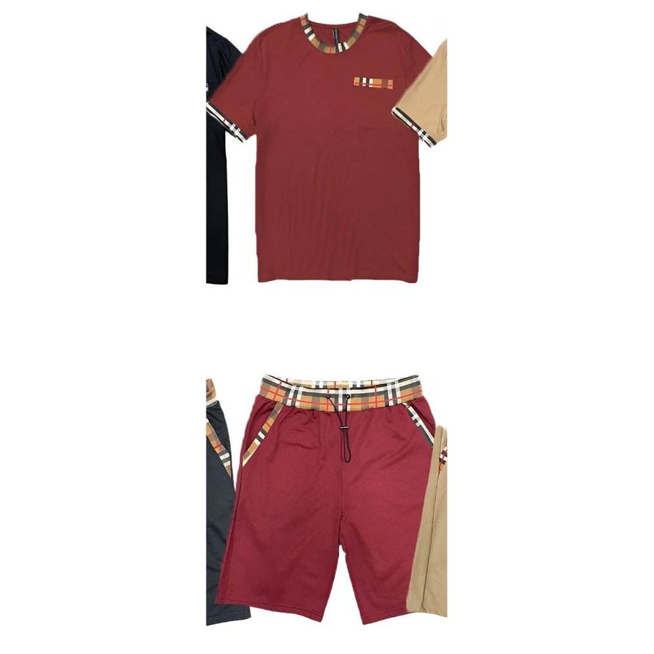 Mens Checkered Tshirt Short Set - VacationGrabs