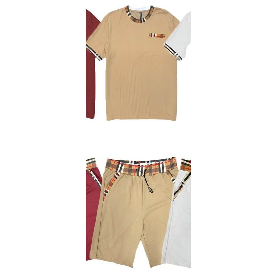 Mens Checkered Tshirt Short Set - VacationGrabs