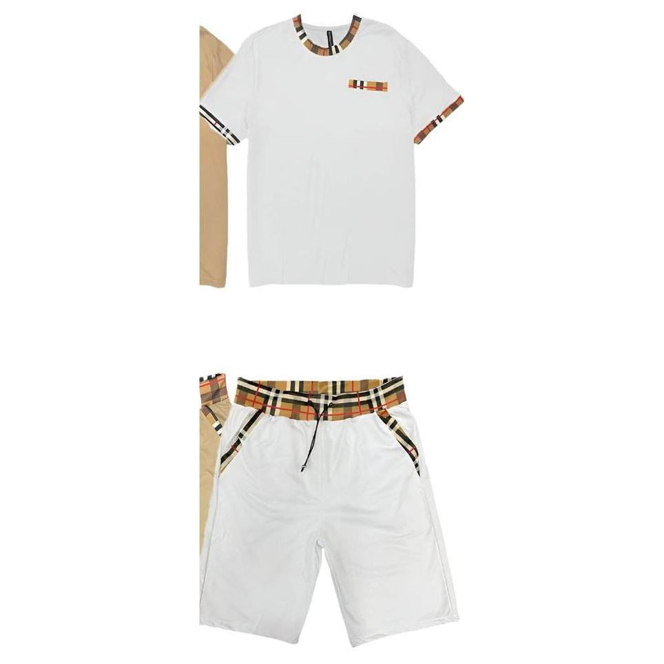 Mens Checkered Tshirt Short Set - VacationGrabs