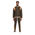 Mens Chevy Track Suit in olive green with orange accents for stylish comfort and casual wear