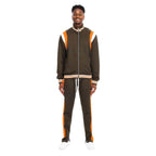 Mens Chevy Track Suit in olive green with orange accents for stylish comfort and casual wear