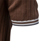 Men's brown ribbed shirt, cotton blend, casual wear for everyday outings