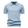 Light blue men's polo shirt, breathable fabric, casual wear