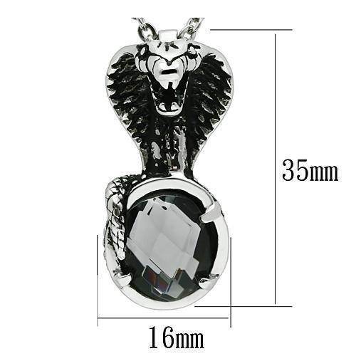 Men's cobra pendant necklace featuring a detailed cobra design with a large gemstone centerpiece