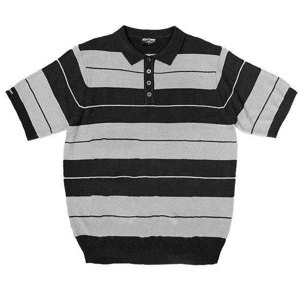 Mens Collared Knit Shirts Short Sleeve Striped Polo - VacationGrabs