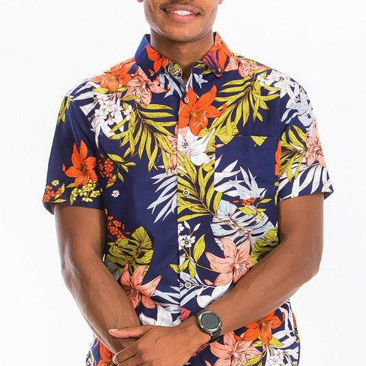 Men's Shirts Mens Colorful Hawaiian Button Down Shirt