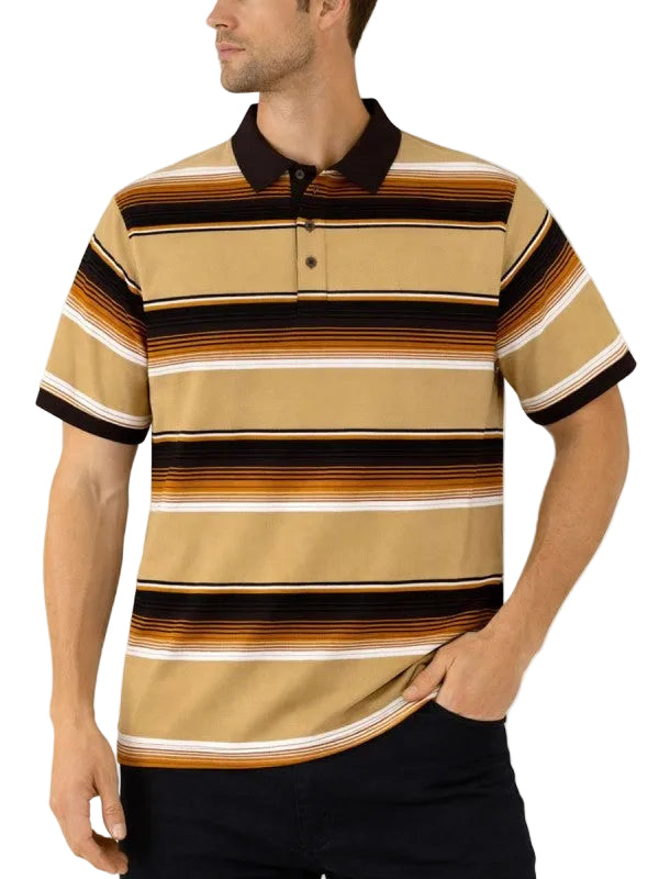 Men's colorful striped polo shirt, soft cotton blend, casual wear